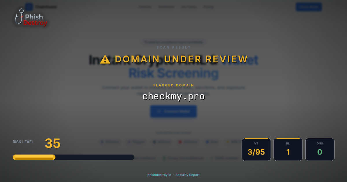 checkmy.pro phishing report — threat analysis by PhishDestroy