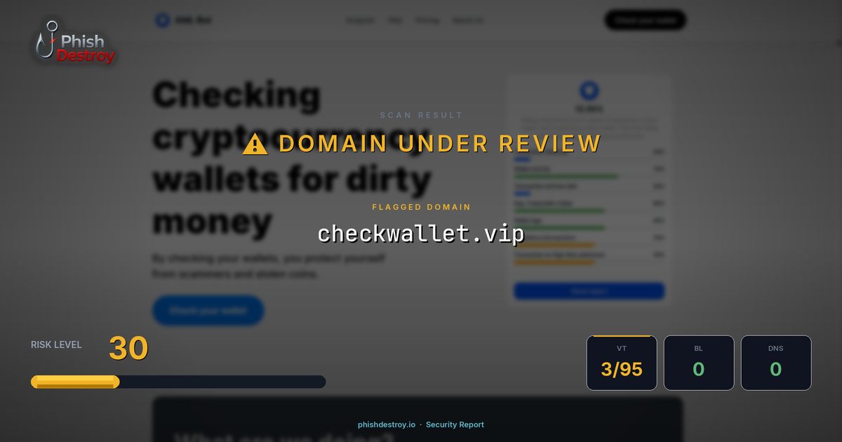 checkwallet.vip phishing report — threat analysis by PhishDestroy