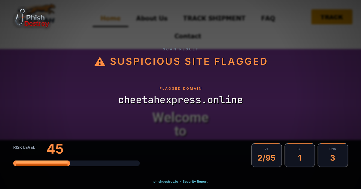 cheetahexpress.online phishing report — threat analysis by PhishDestroy