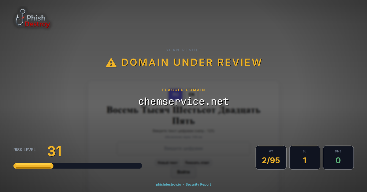 chemservice.net phishing report — threat analysis by PhishDestroy