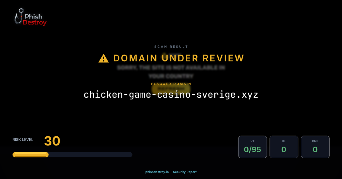 chicken-game-casino-sverige.xyz phishing report — threat analysis by PhishDestroy