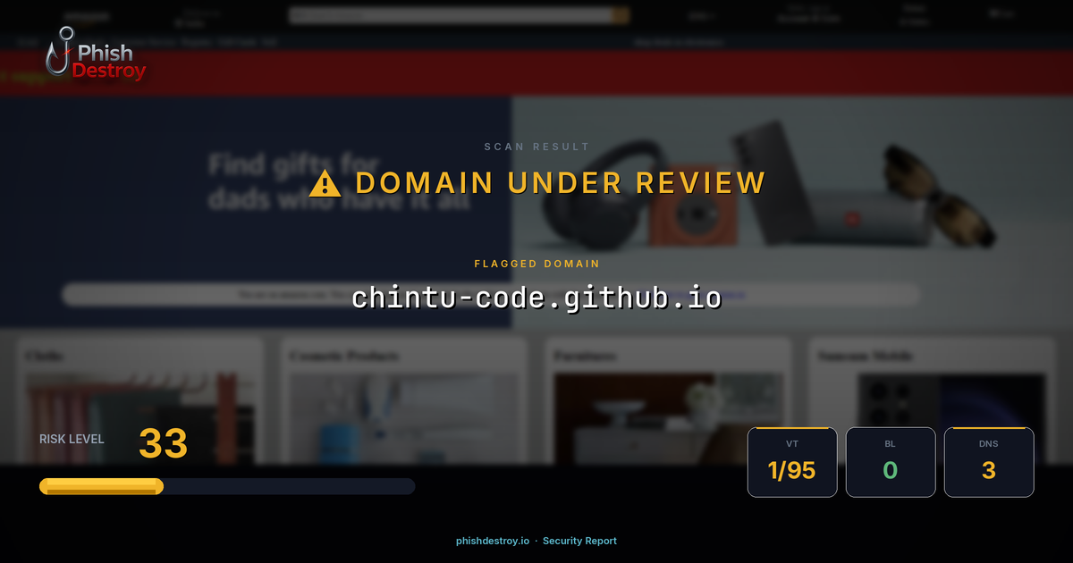 chintu-code.github.io phishing report — threat analysis by PhishDestroy