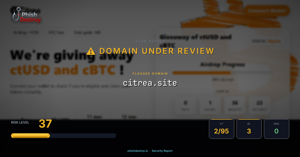 citrea.site phishing report — threat analysis by PhishDestroy