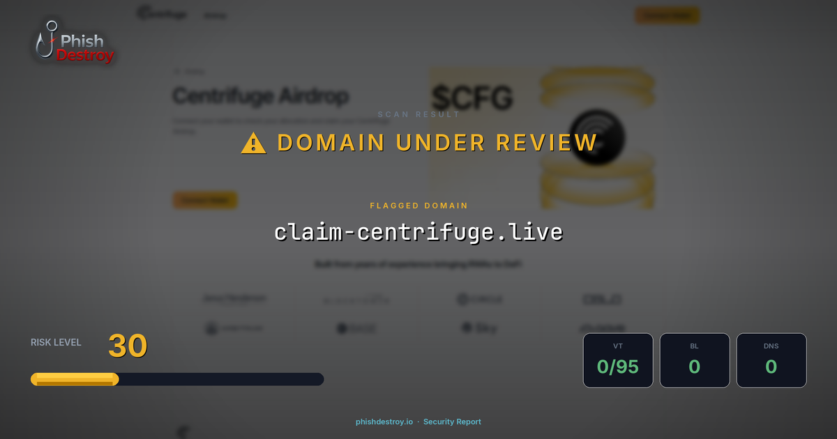 claim-centrifuge.live phishing report — threat analysis by PhishDestroy