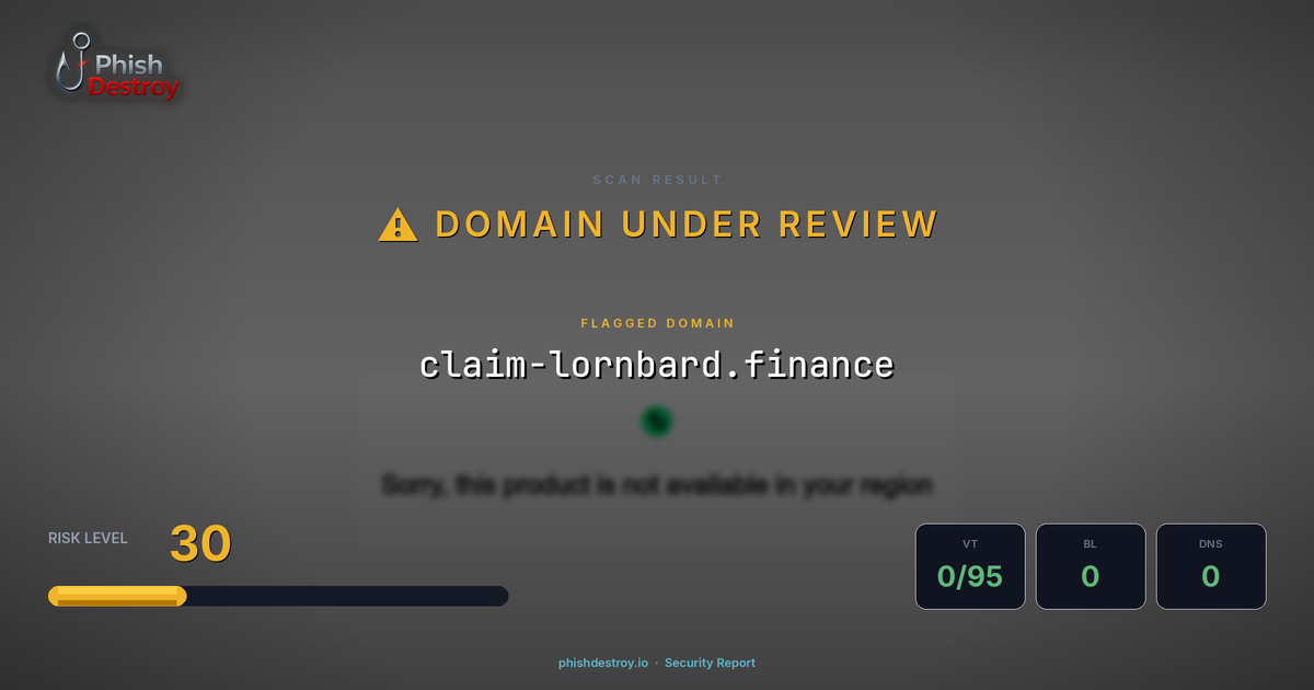 claim-lornbard.finance phishing report — threat analysis by PhishDestroy