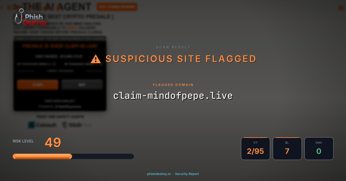 claim-mindofpepe.live phishing report — threat analysis by PhishDestroy