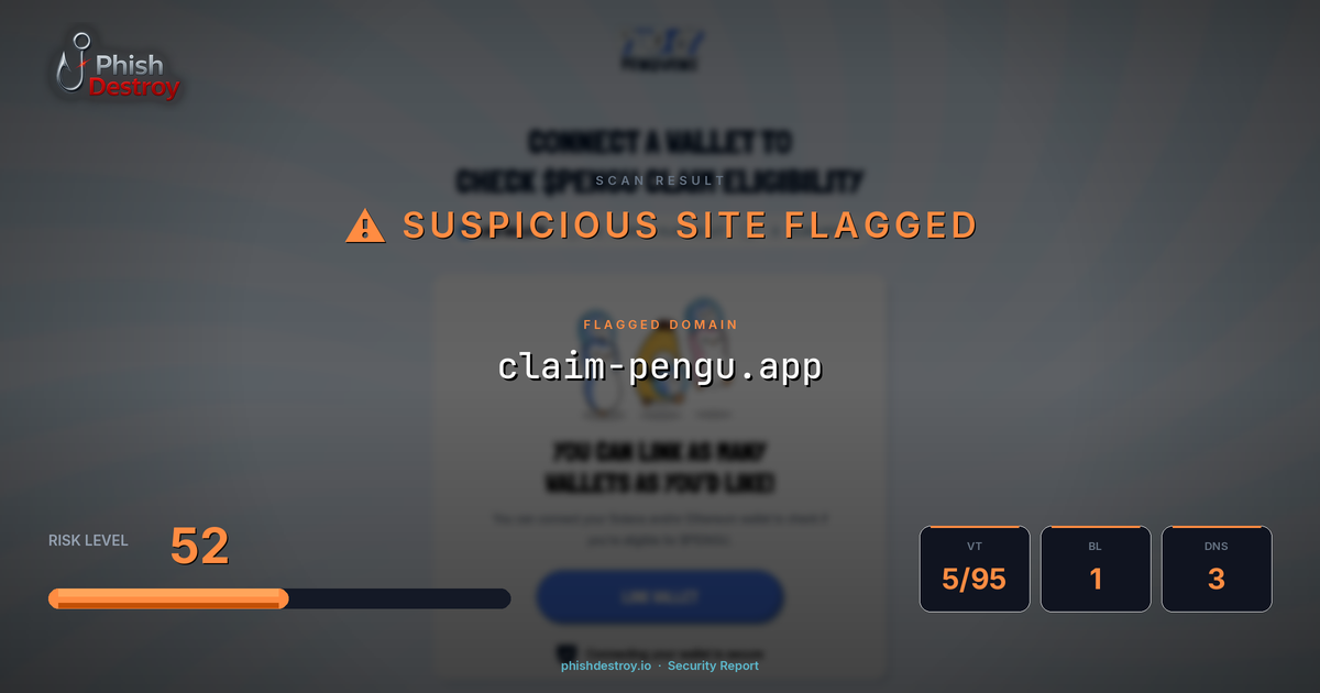 claim-pengu.app phishing report — threat analysis by PhishDestroy