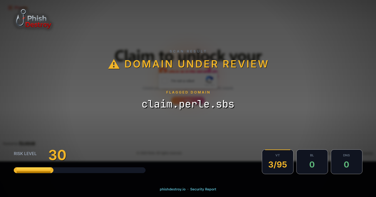 claim.perle.sbs phishing report — threat analysis by PhishDestroy