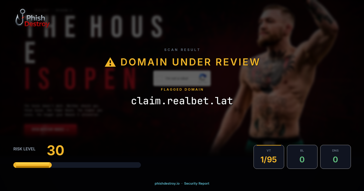 claim.realbet.lat phishing report — threat analysis by PhishDestroy