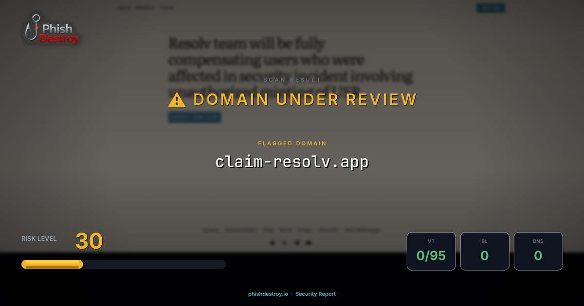 claim-resolv.app phishing report — threat analysis by PhishDestroy