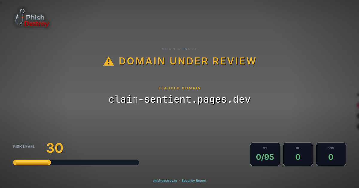 claim-sentient.pages.dev phishing report — threat analysis by PhishDestroy