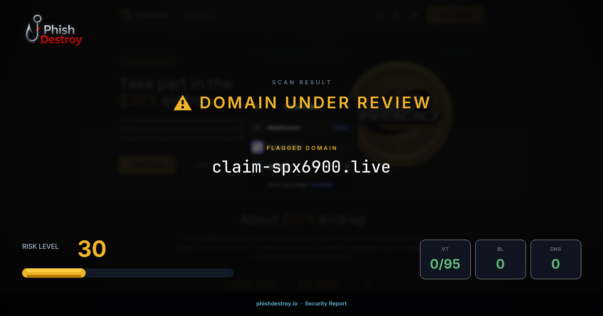 claim-spx6900.live phishing report — threat analysis by PhishDestroy