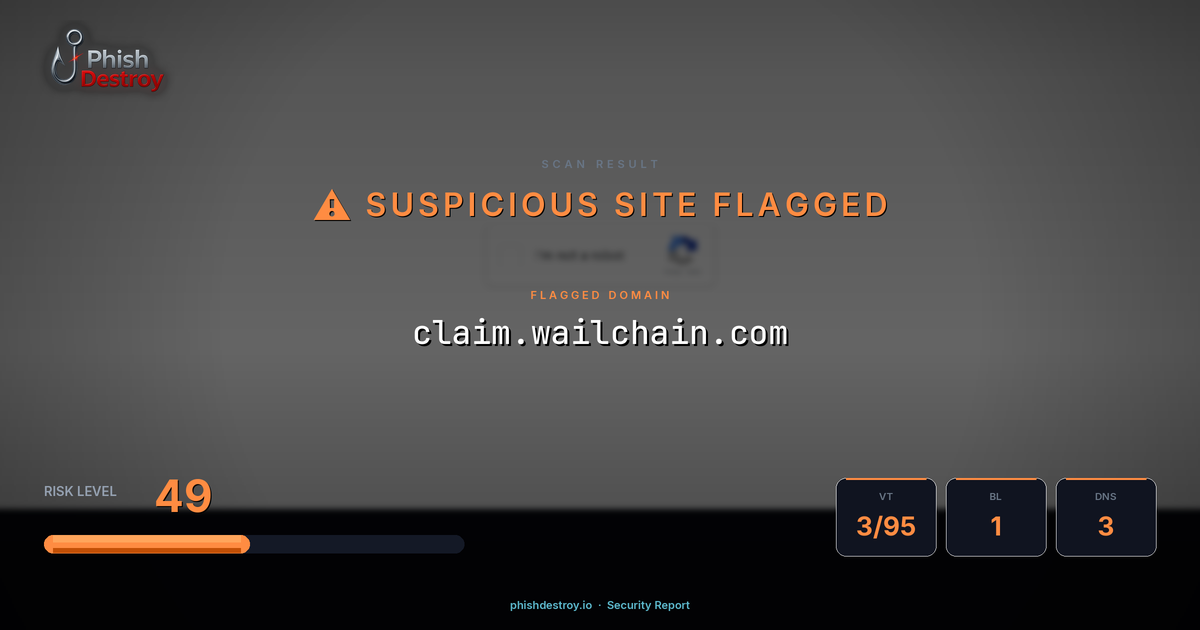 claim.wailchain.com phishing report — threat analysis by PhishDestroy