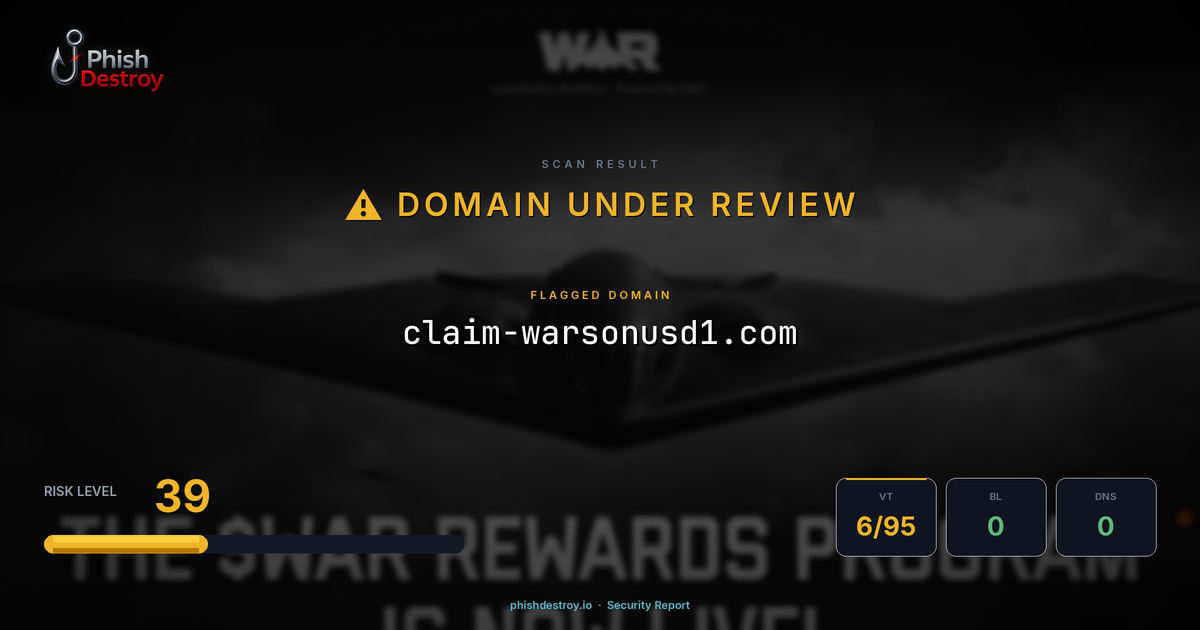 claim-warsonusd1.com phishing report — threat analysis by PhishDestroy