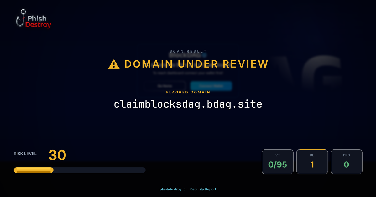 claimblocksdag.bdag.site phishing report — threat analysis by PhishDestroy