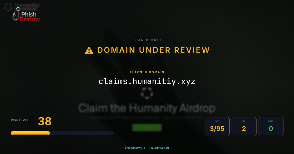 claims.humanitiy.xyz phishing report — threat analysis by PhishDestroy