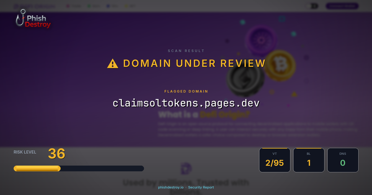 claimsoltokens.pages.dev phishing report — threat analysis by PhishDestroy