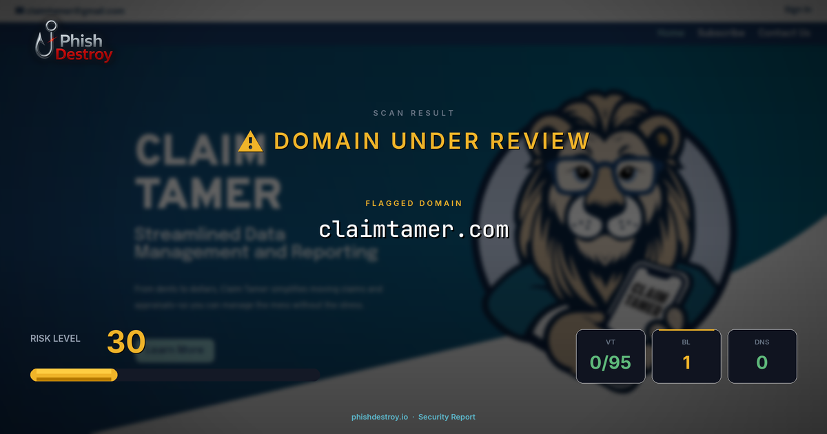 claimtamer.com phishing report — threat analysis by PhishDestroy