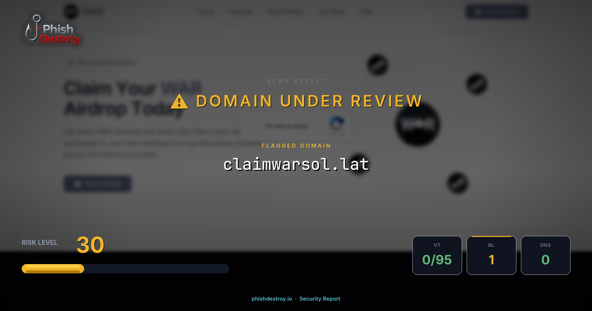 claimwarsol.lat phishing report — threat analysis by PhishDestroy