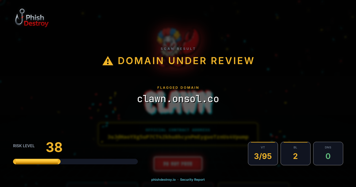 clawn.onsol.co phishing report — threat analysis by PhishDestroy