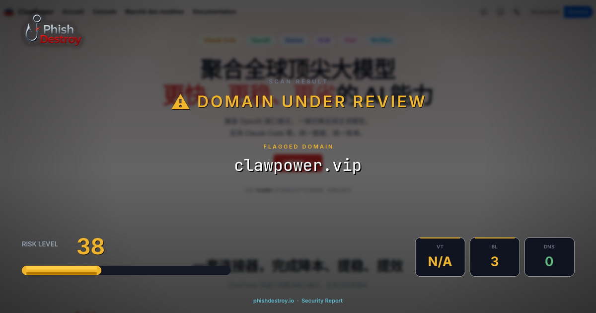 clawpower.vip phishing report — threat analysis by PhishDestroy