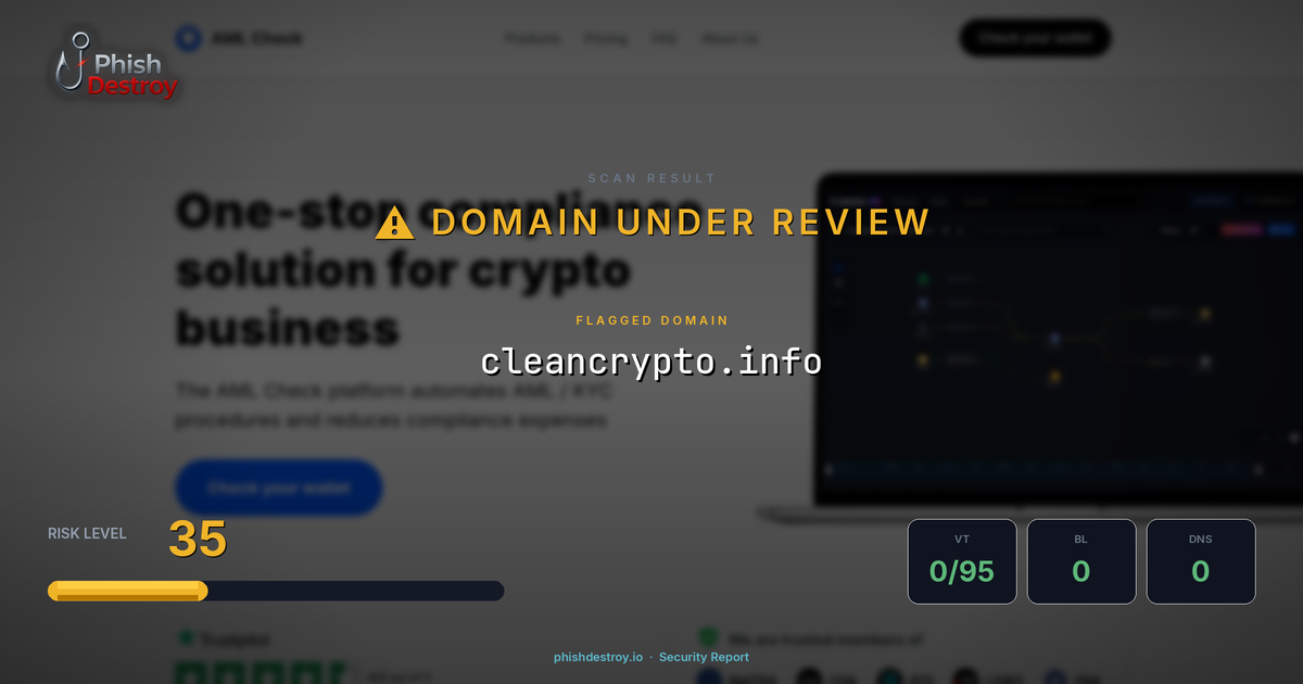 cleancrypto.info phishing report — threat analysis by PhishDestroy