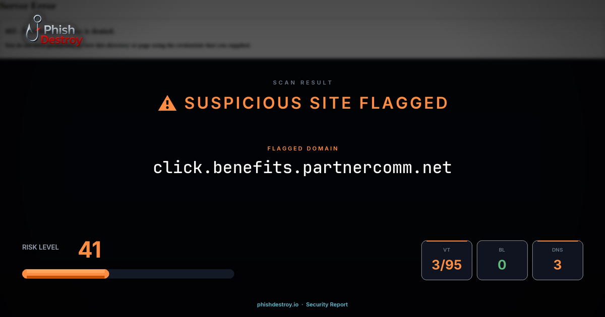 click.benefits.partnercomm.net phishing report — threat analysis by PhishDestroy