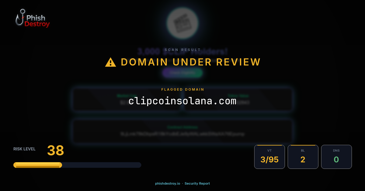 clipcoinsolana.com phishing report — threat analysis by PhishDestroy