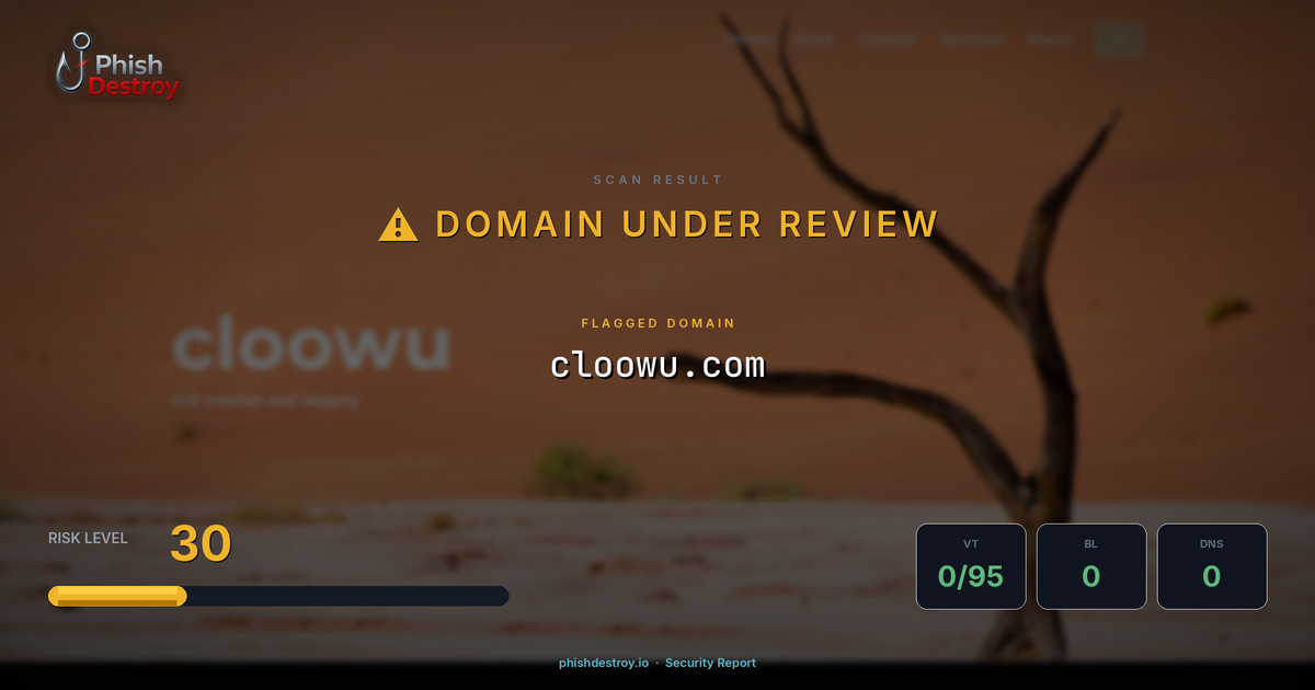 cloowu.com phishing report — threat analysis by PhishDestroy