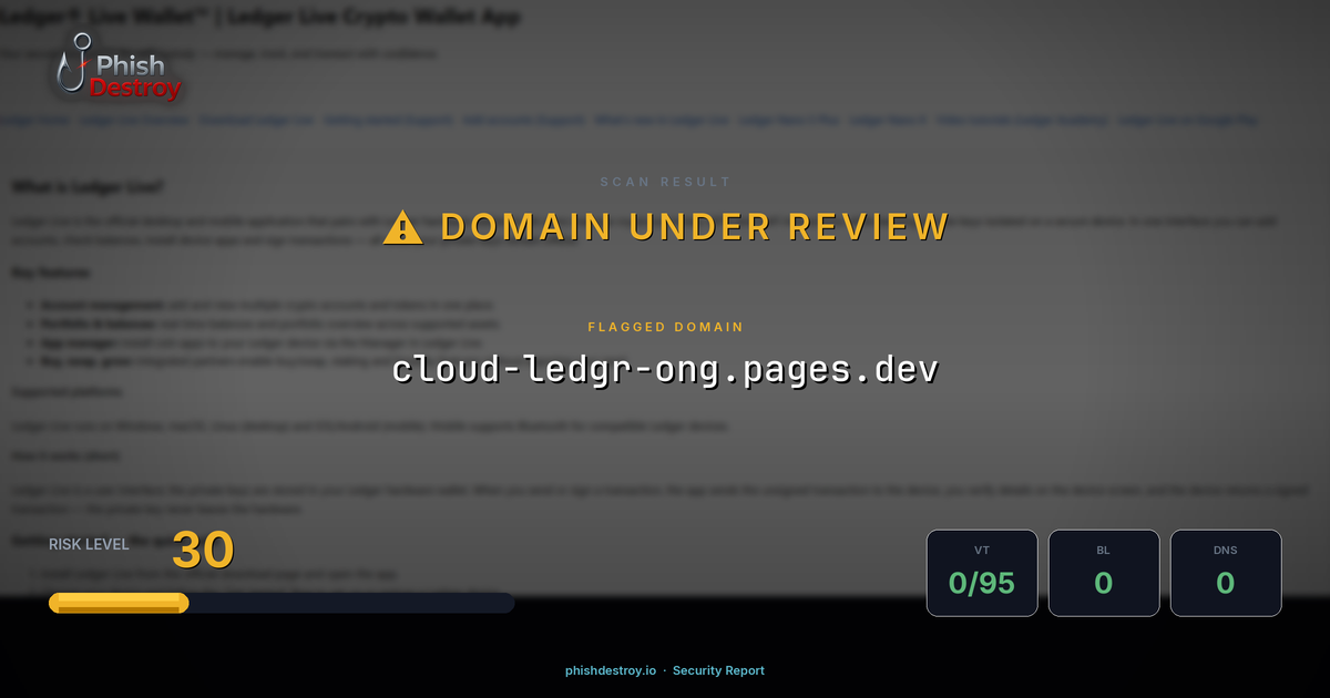 cloud-ledgr-ong.pages.dev phishing report — threat analysis by PhishDestroy