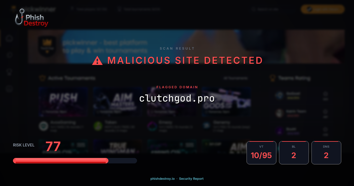 clutchgod.pro phishing report — threat analysis by PhishDestroy
