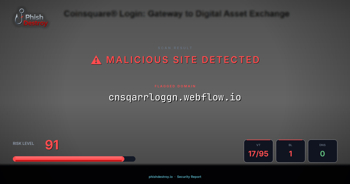 cnsqarrloggn.webflow.io phishing report — threat analysis by PhishDestroy