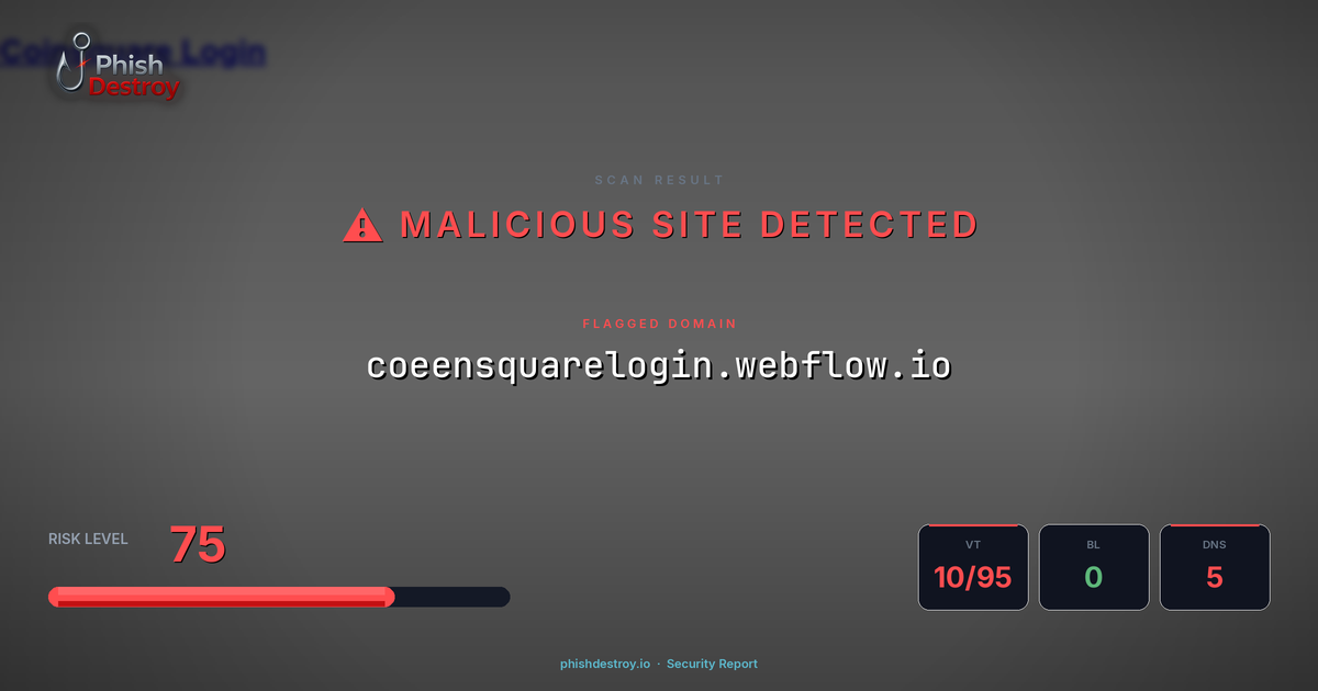 coeensquarelogin.webflow.io phishing report — threat analysis by PhishDestroy