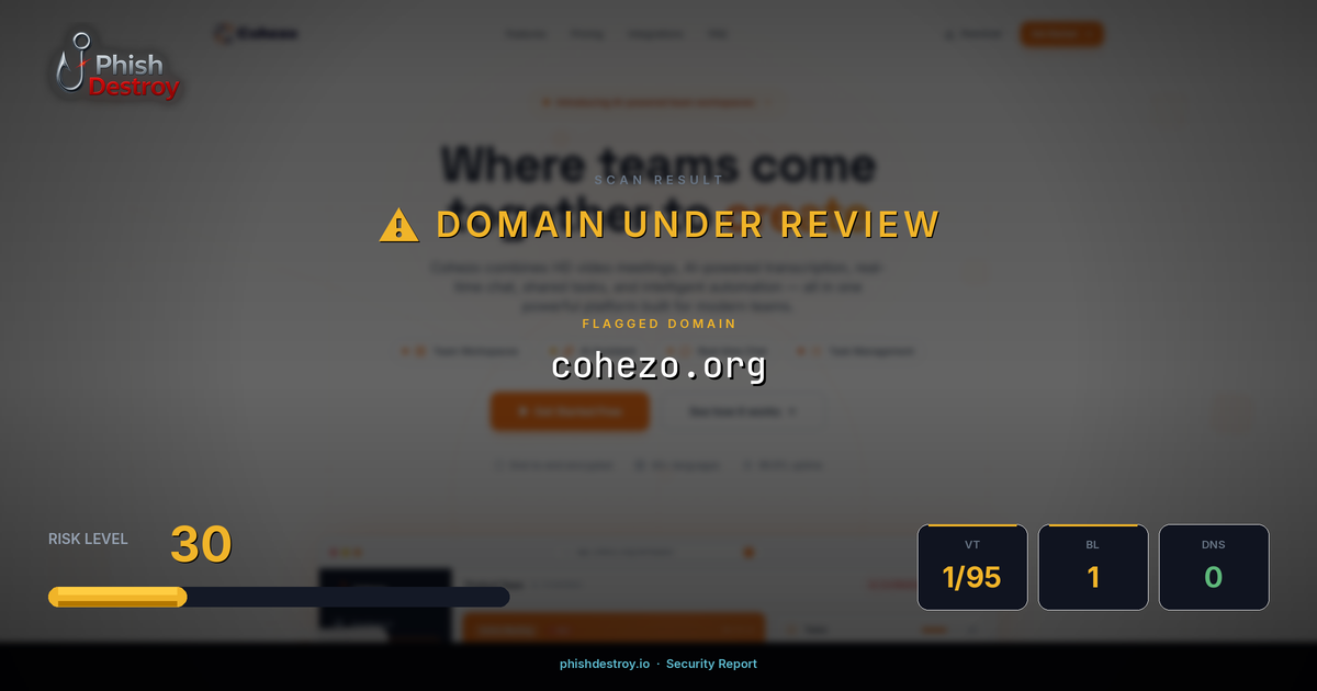 cohezo.org phishing report — threat analysis by PhishDestroy