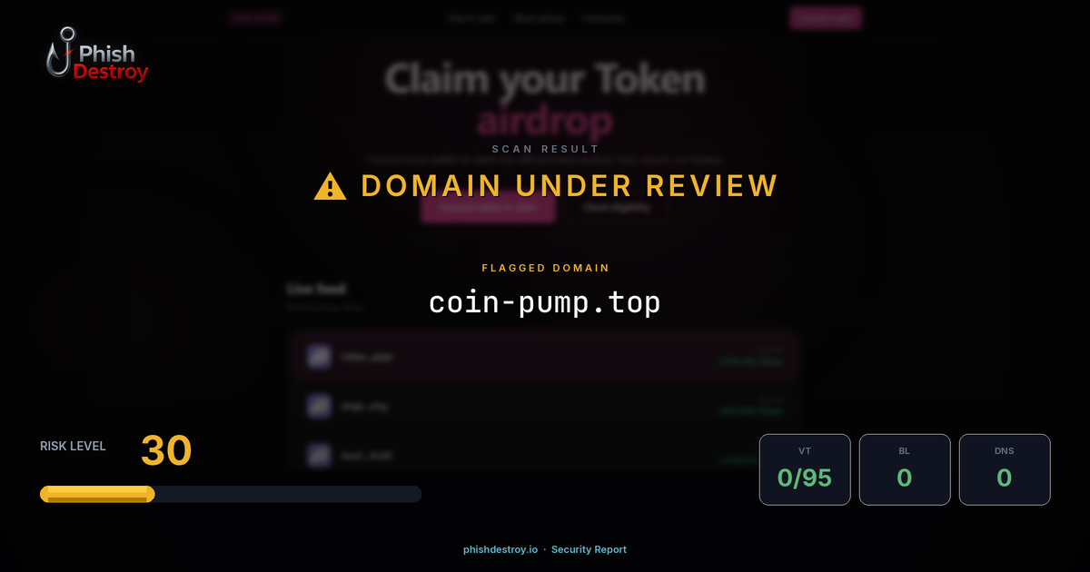 coin-pump.top phishing report — threat analysis by PhishDestroy