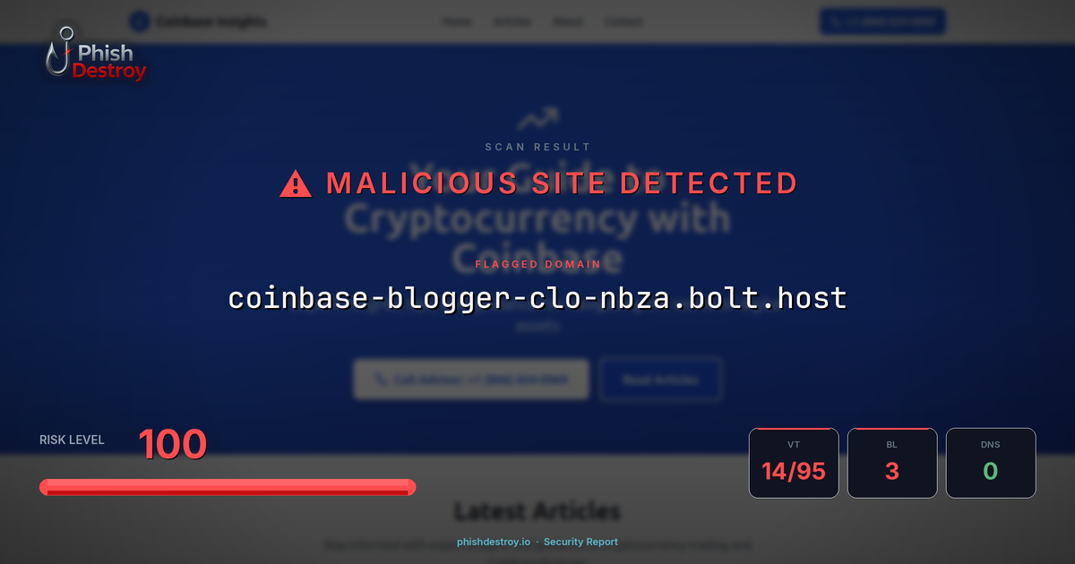 coinbase-blogger-clo-nbza.bolt.host phishing report — threat analysis by PhishDestroy