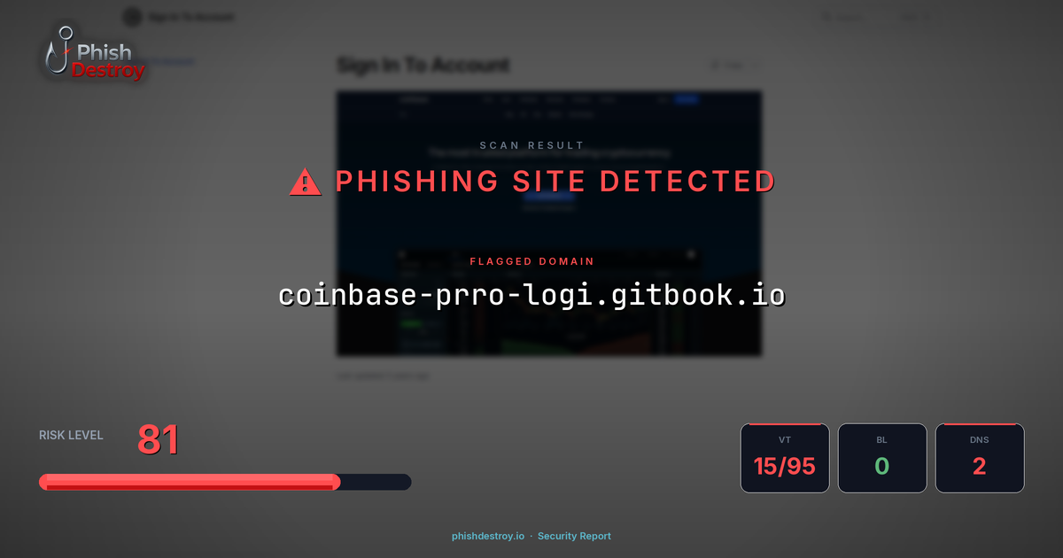 coinbase-prro-logi.gitbook.io phishing report — threat analysis by PhishDestroy