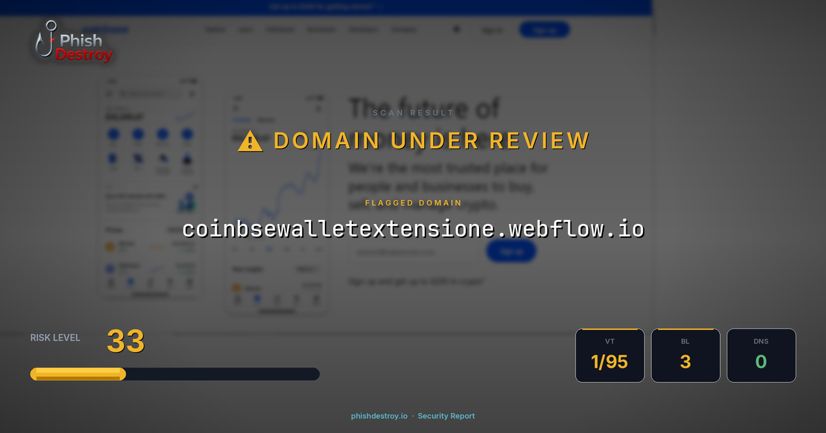 coinbsewalletextensione.webflow.io phishing report — threat analysis by PhishDestroy