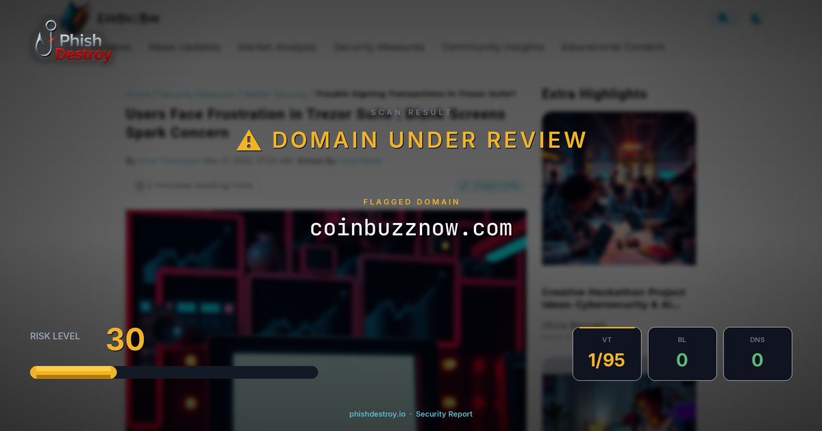 coinbuzznow.com phishing report — threat analysis by PhishDestroy