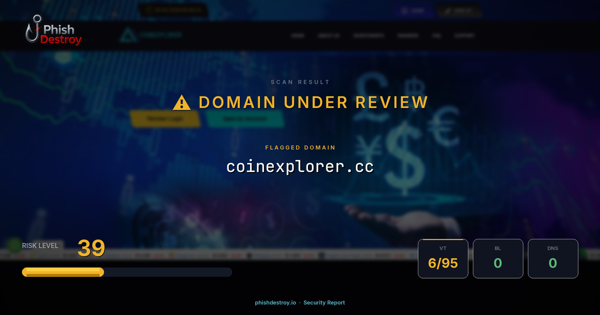 coinexplorer.cc phishing report — threat analysis by PhishDestroy