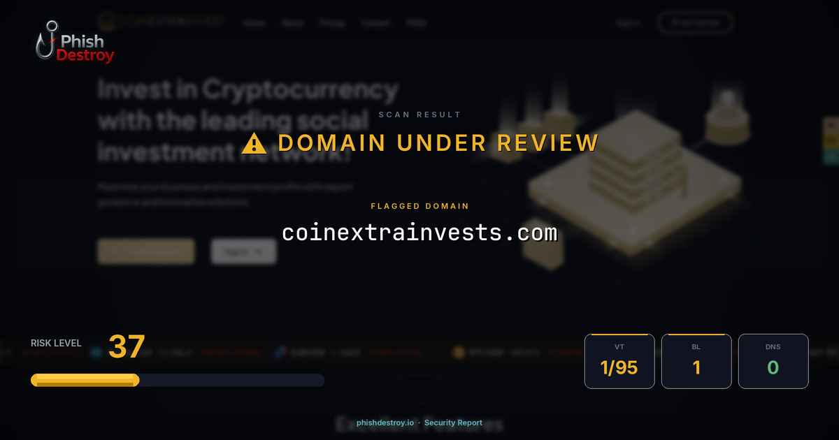 coinextrainvests.com phishing report — threat analysis by PhishDestroy