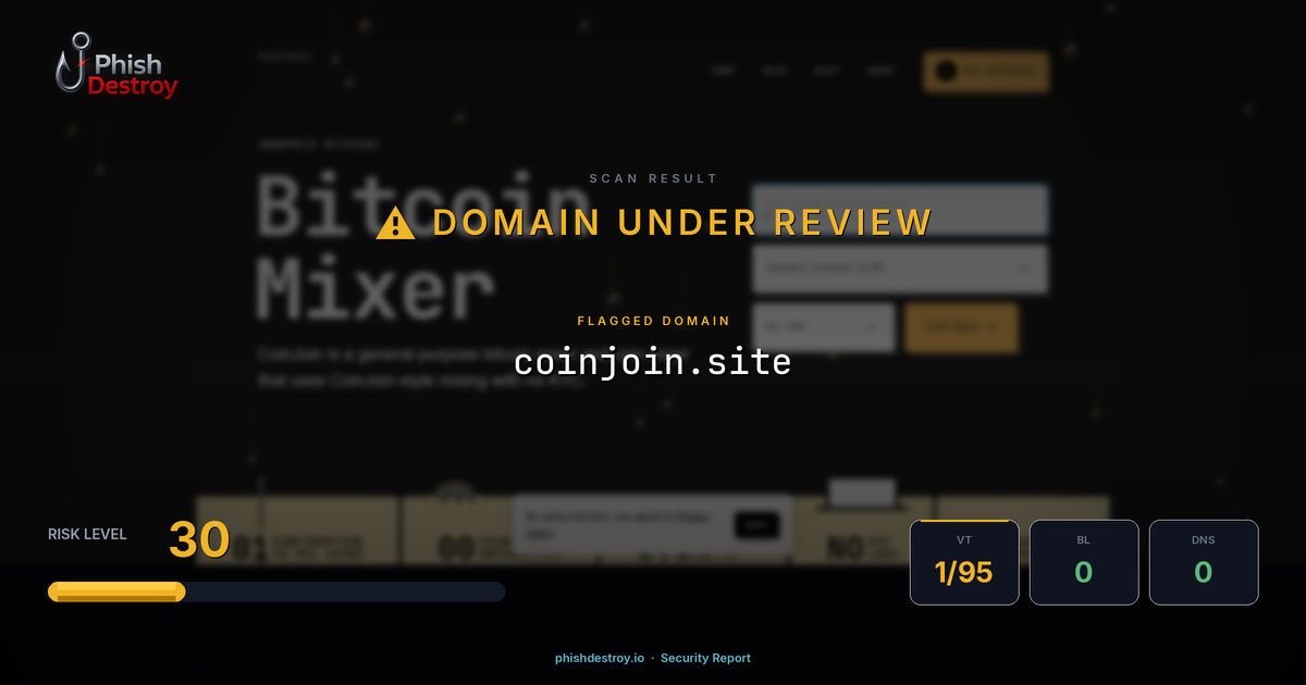coinjoin.site phishing report — threat analysis by PhishDestroy