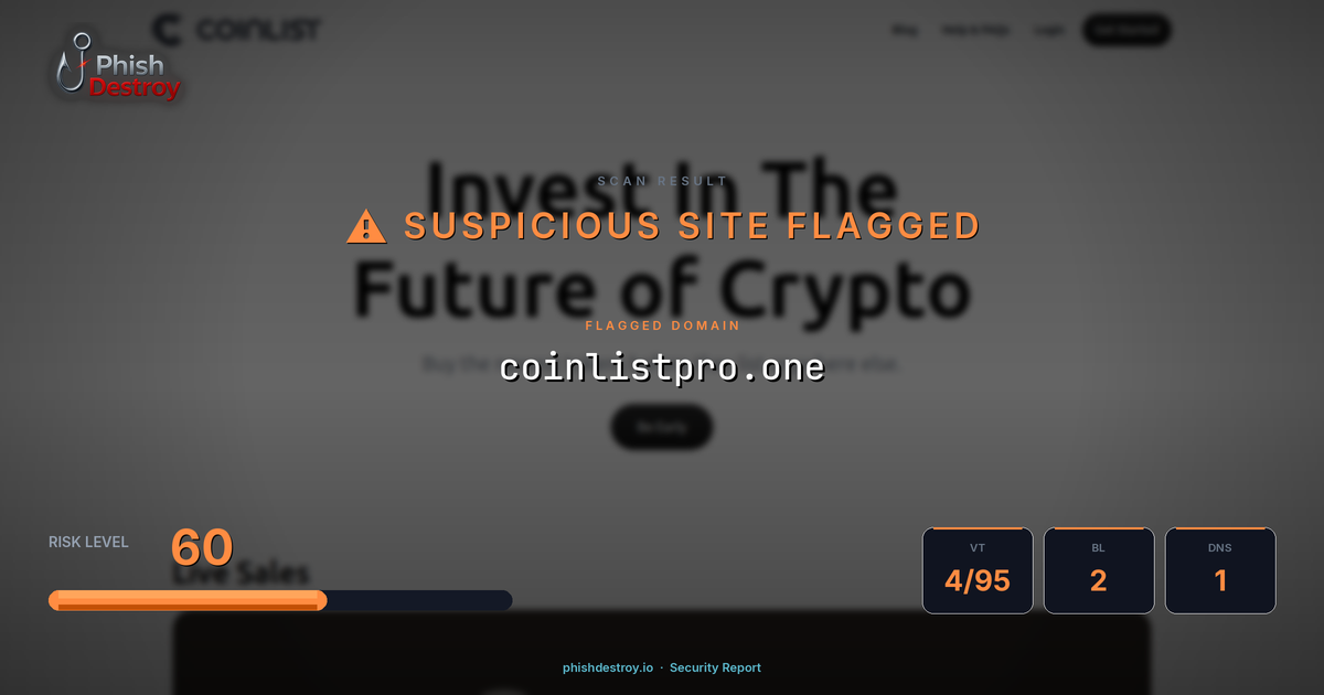 coinlistpro.one phishing report — threat analysis by PhishDestroy