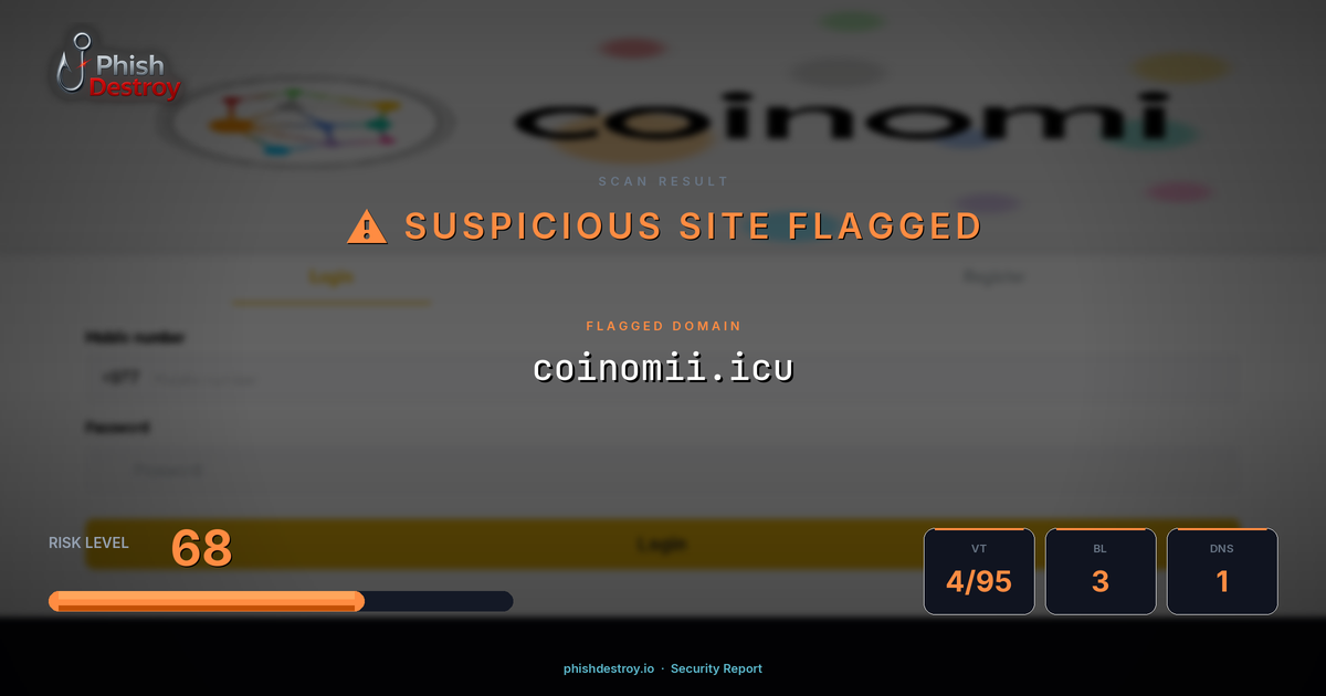 coinomii.icu phishing report — threat analysis by PhishDestroy