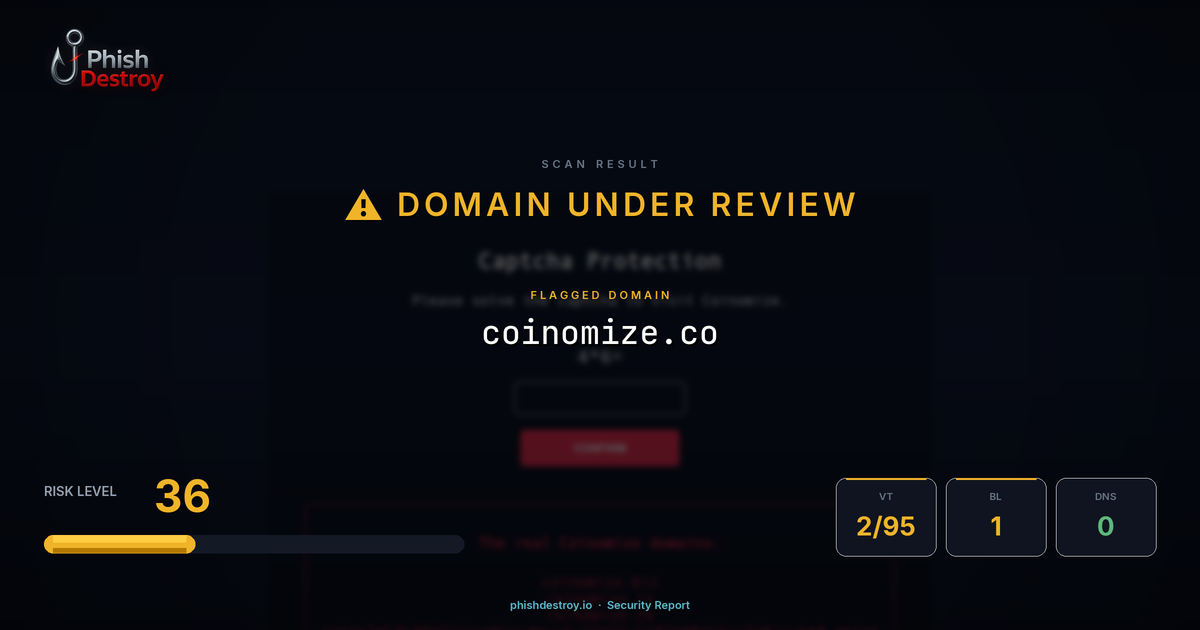 coinomize.co phishing report — threat analysis by PhishDestroy
