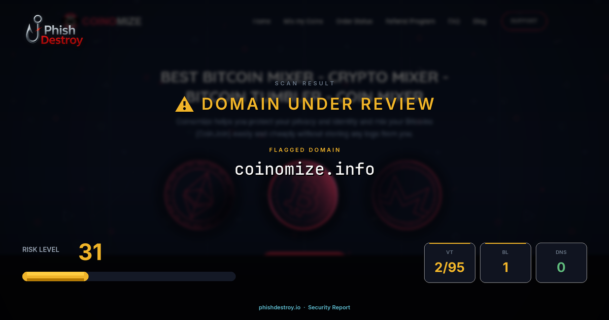 coinomize.info phishing report — threat analysis by PhishDestroy