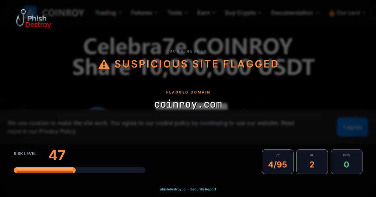 coinroy.com phishing report — threat analysis by PhishDestroy