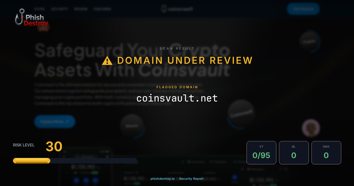 coinsvault.net phishing report — threat analysis by PhishDestroy
