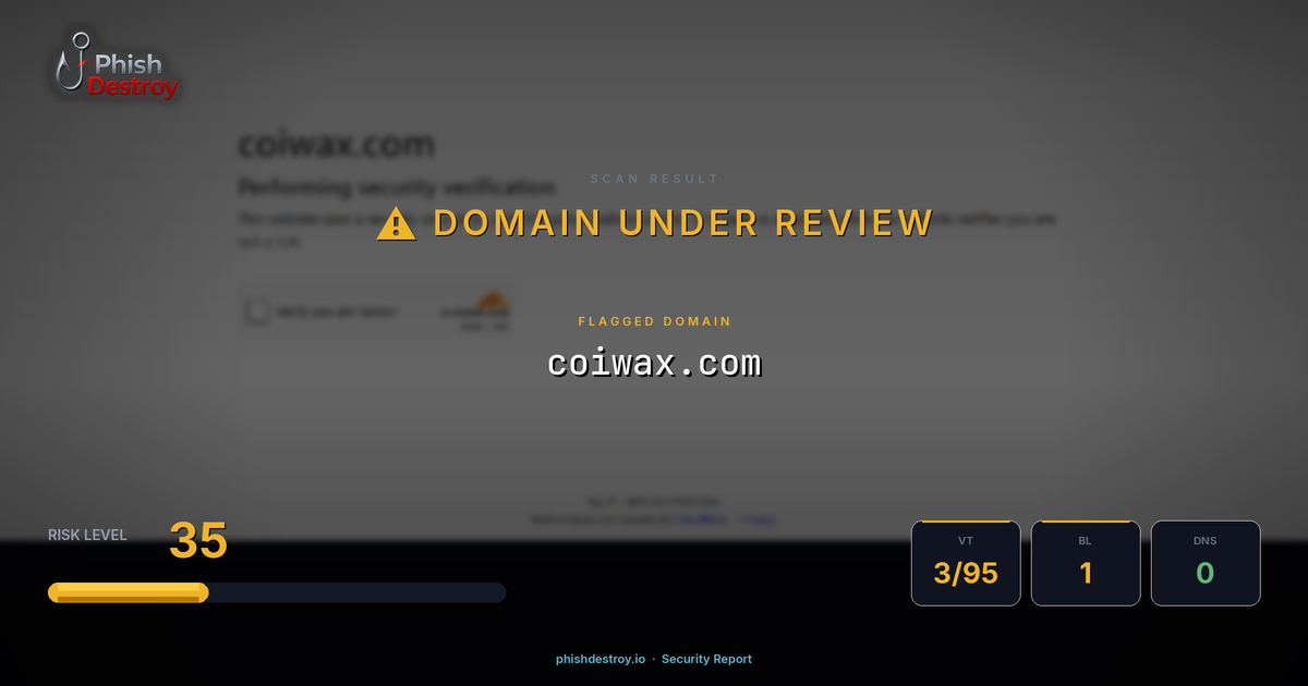 coiwax.com phishing report — threat analysis by PhishDestroy