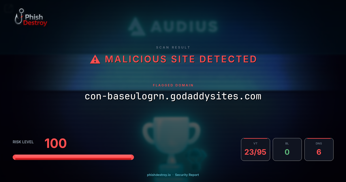 con-baseulogrn.godaddysites.com phishing report — threat analysis by PhishDestroy